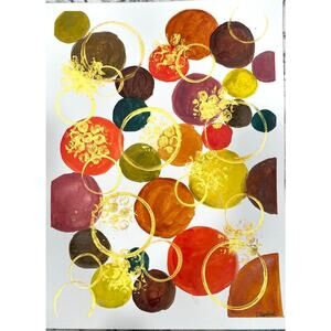 Hand made watercolor original painting abstract waves 12x9